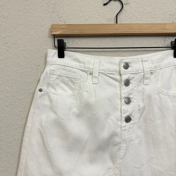 MADEWELL A-Line Rigid Denim Mini Skirt Button-Fly in White - Picture 3 of 12